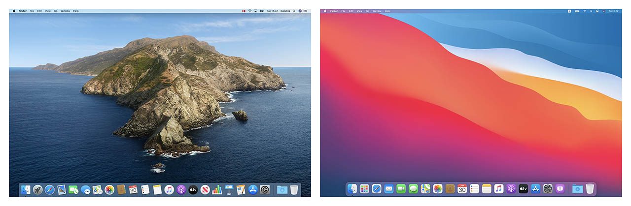 desktop macOS Catalina vs Big Sur