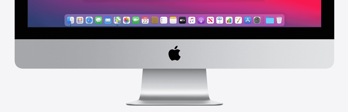 macOS Big Sur Dock met icoontjes iMac