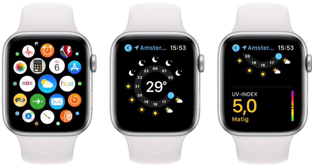 UV-index controleren Apple Watch Weer-app