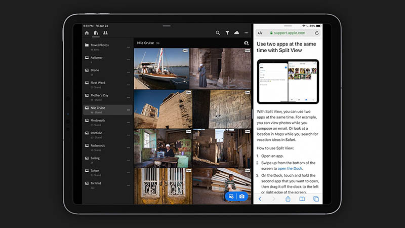 Adobe Lightroom met split view