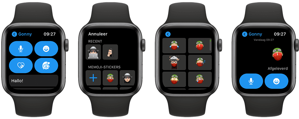 Memoji-stickers op de Apple Watch gebruiken