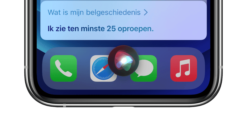 Met Siri belgeschiedenis en oproepen opvragen.