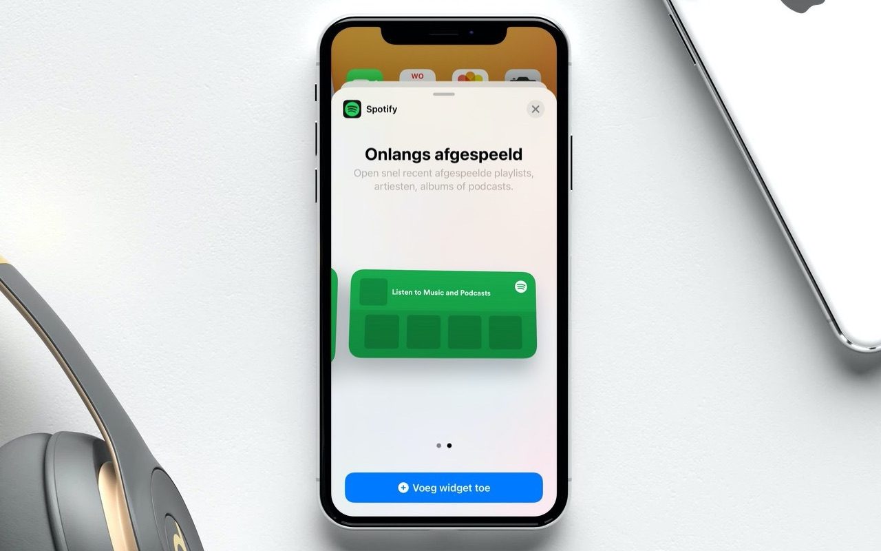 Spotify widget op iPhone.