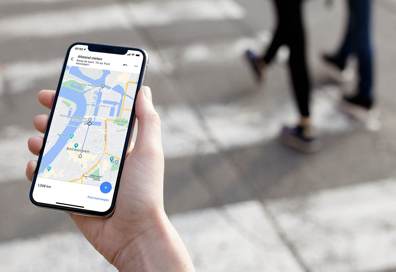 Hemelsbreed afstand meten in Google Maps