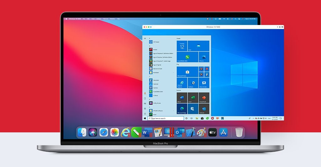 Parallels op een MacBook met macOS Big Sur.