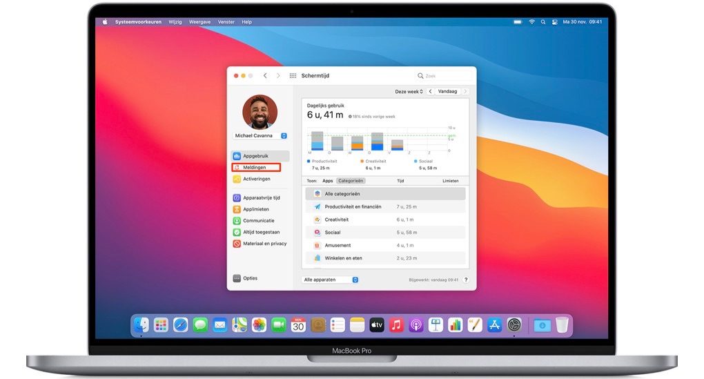 Schermtijd in macOS Big Sur.