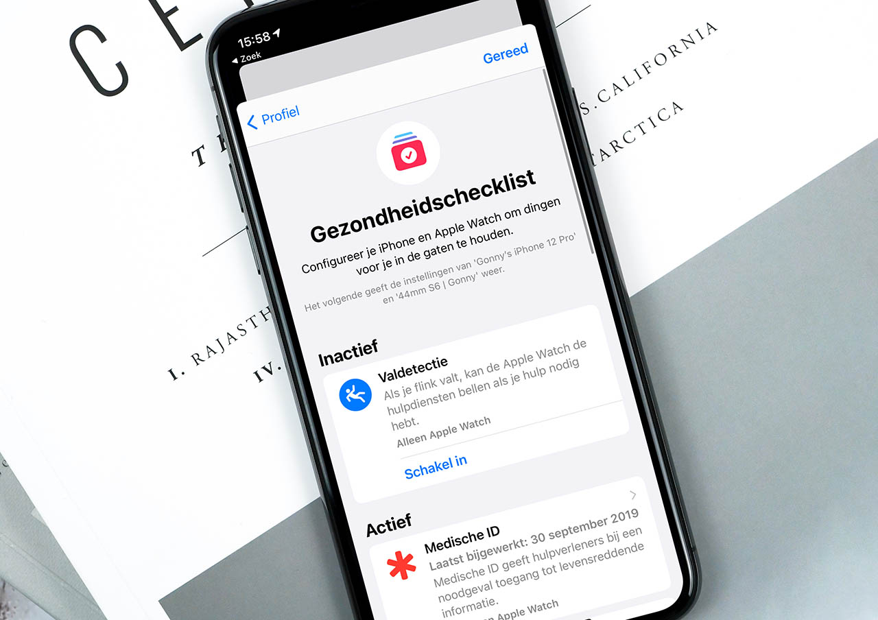 Gezondheidschecklist op iPhone