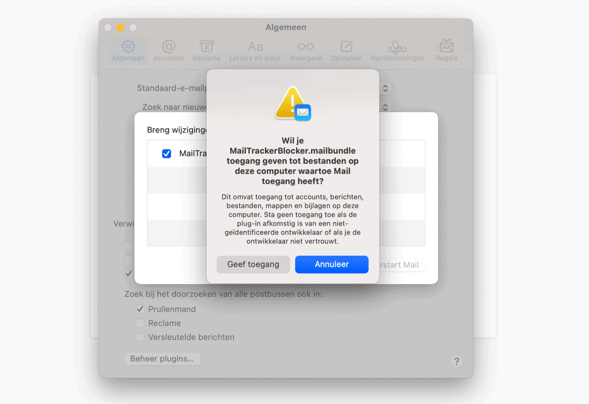 MailTrackerBlocker kan tracking pixels blokkeren in Apple Mail