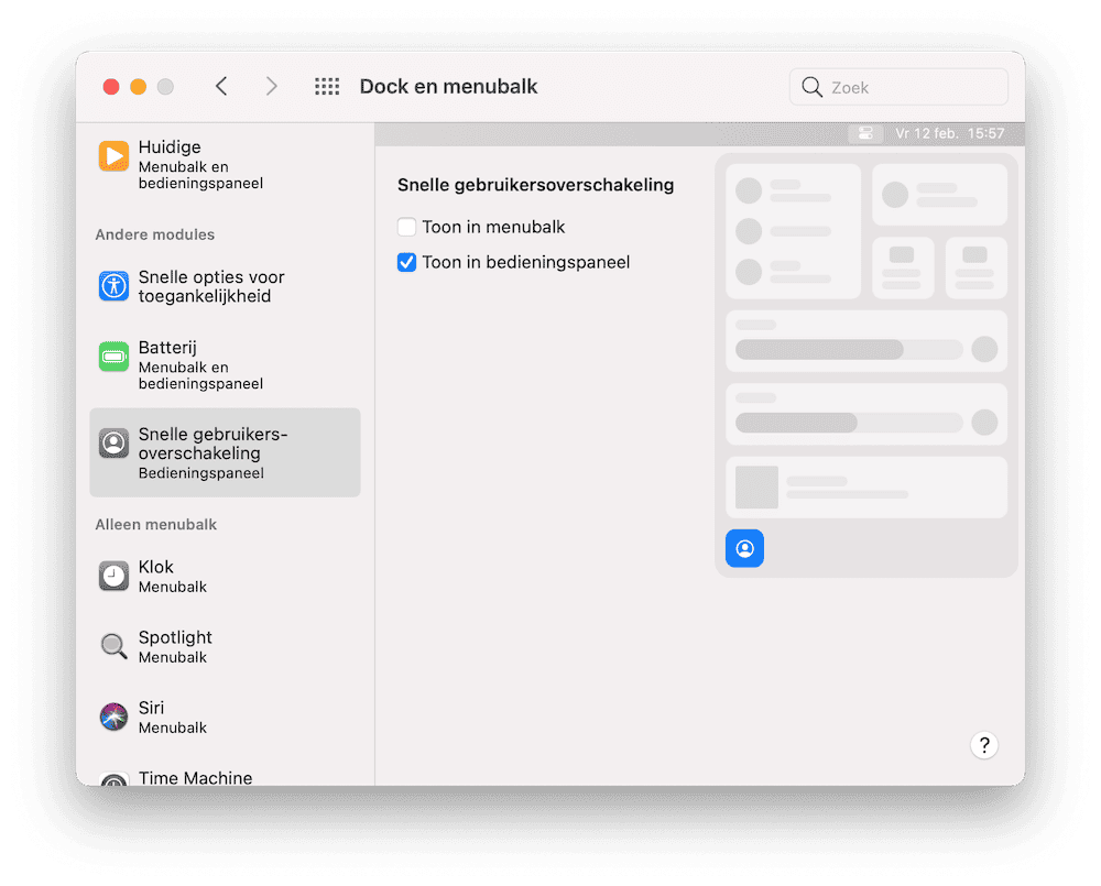 Quick User Switching Setup System Preferences