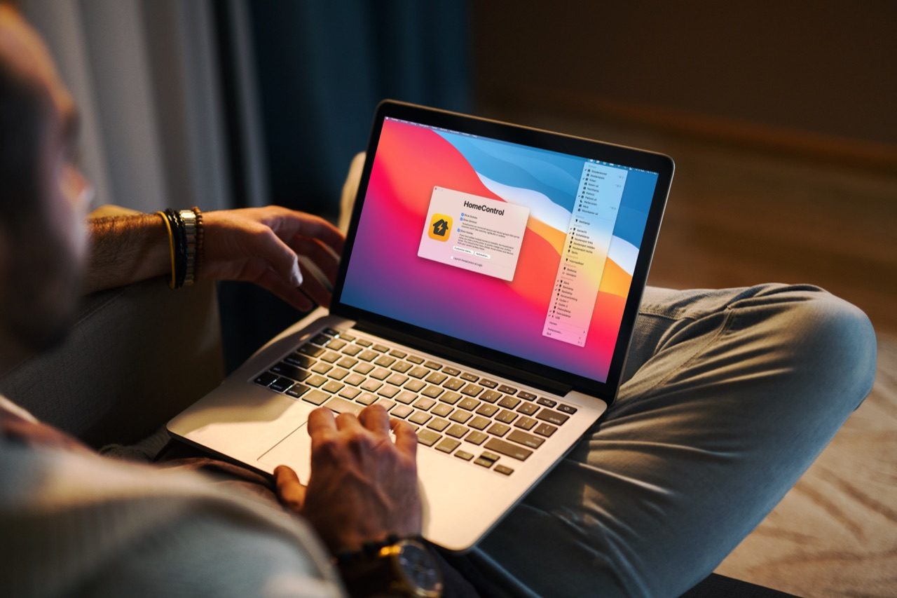 HomeControl Menu op een MacBook.