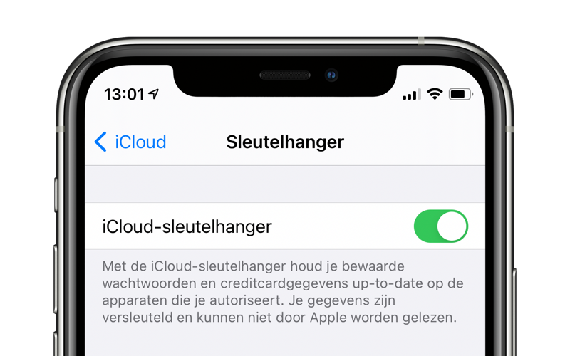 iCloud Sleutelhanger inschakelen op de iPhone.