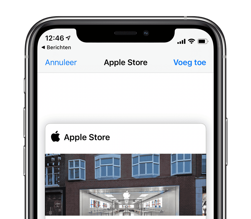 Wallet-kaart van de Apple Store toevoegen via sms.