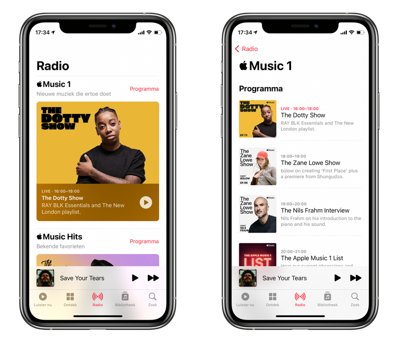 Apple Music Muziek app met radio.