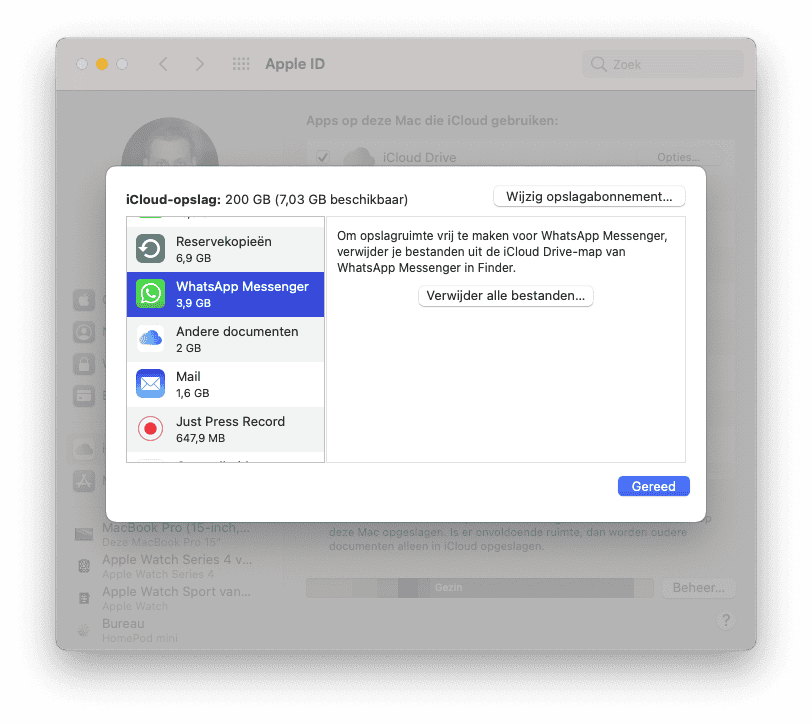 iCloud appgegevens wissen vanaf de Mac.