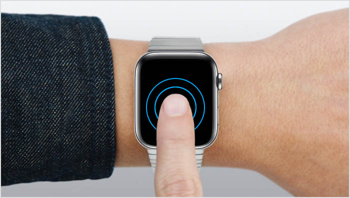 Apple Watch vinger op scherm leggen