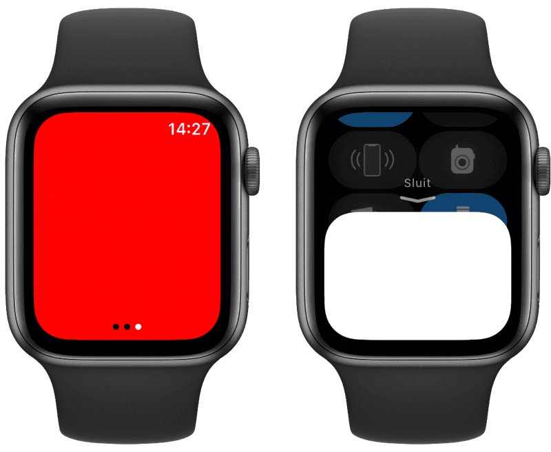 Apple Watch zaklamp: rood licht en afsluiten.