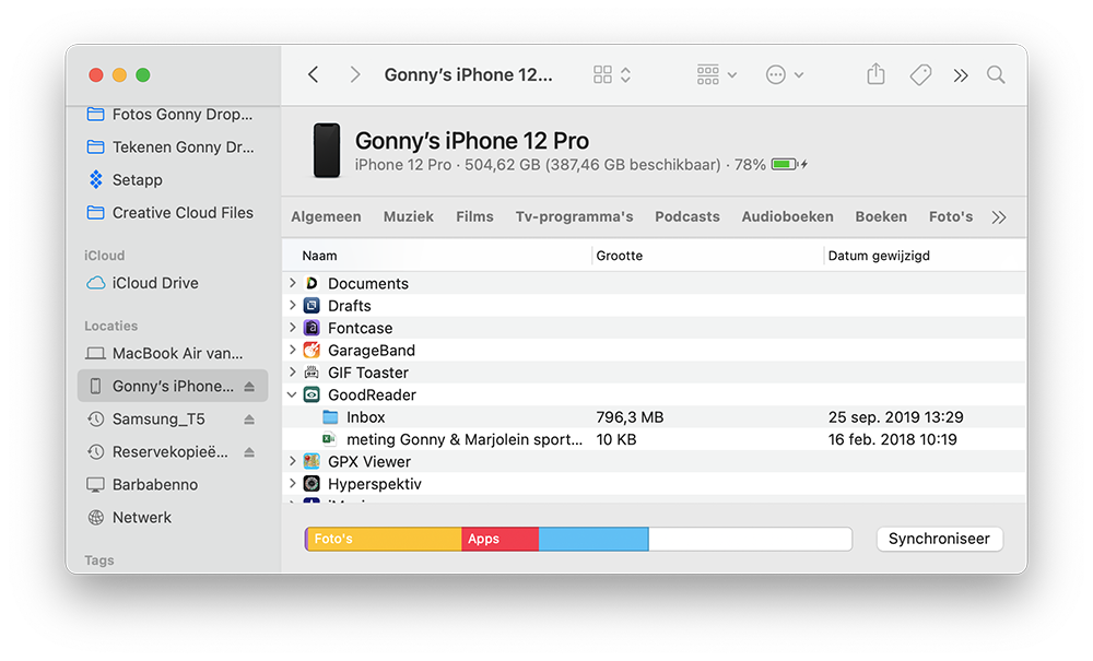 Bladeren door bestanden in Finder