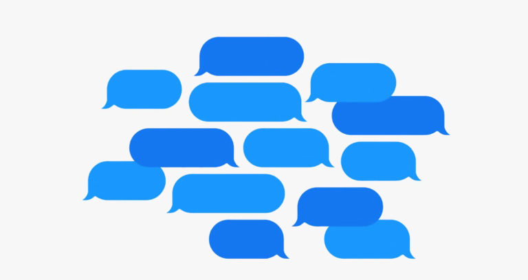 Blauwe iMessage bubbels