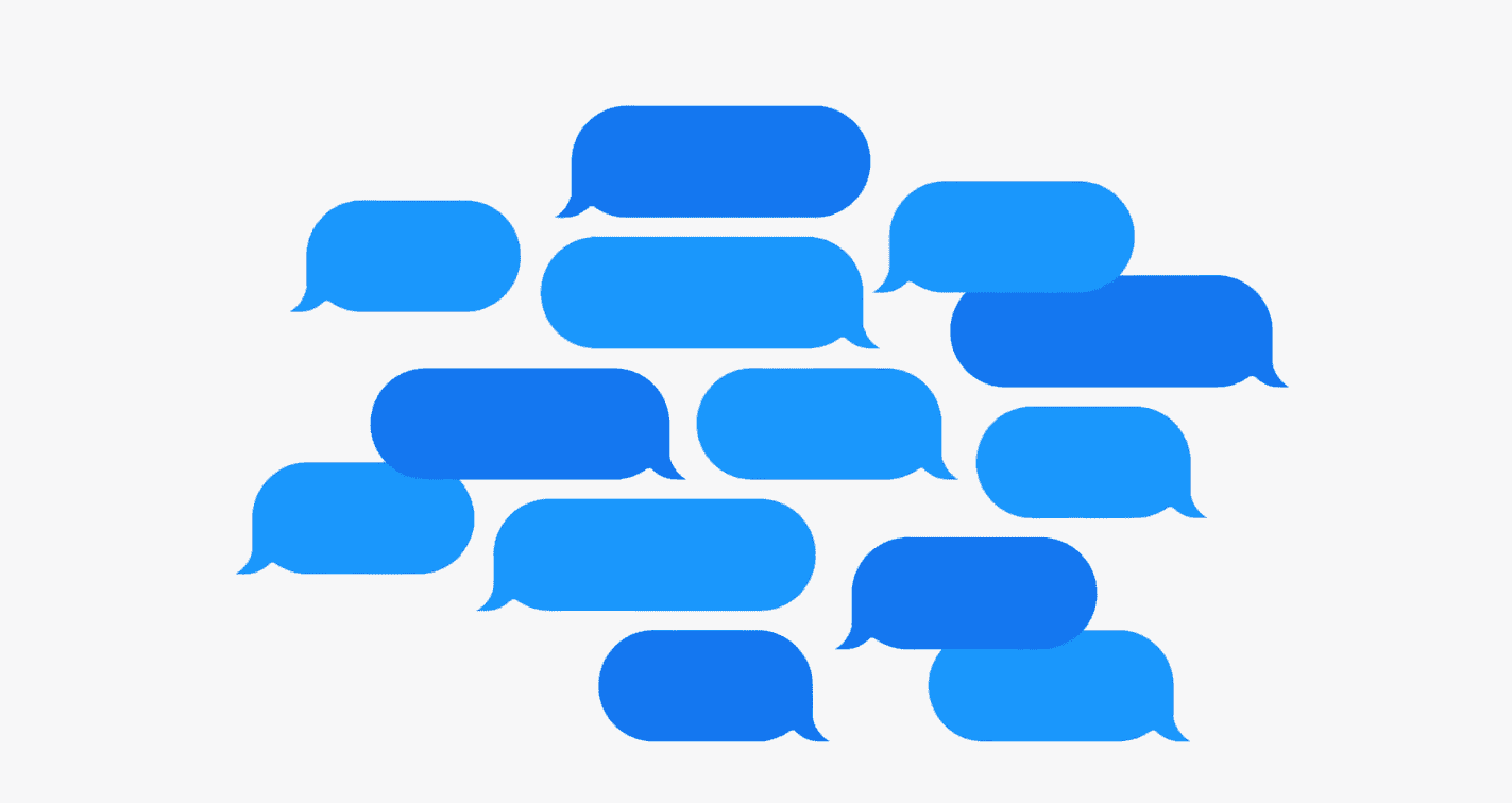 Blauwe iMessage bubbels