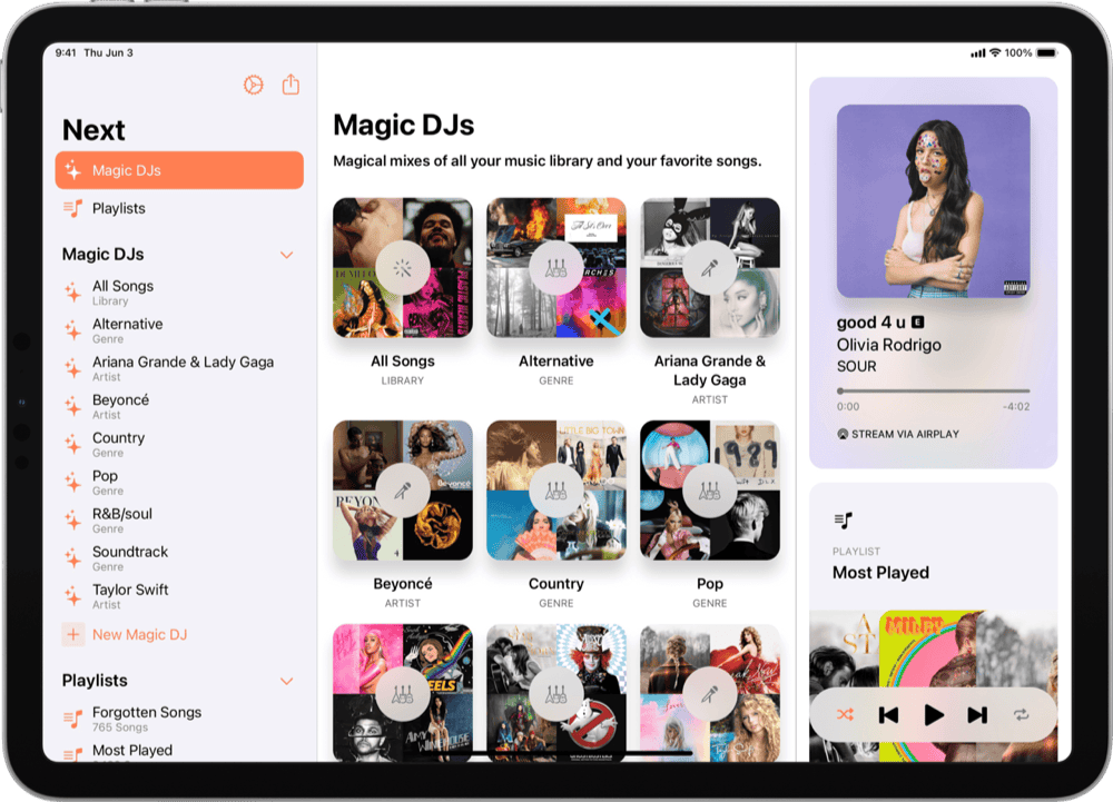 Next iPad muziek-app