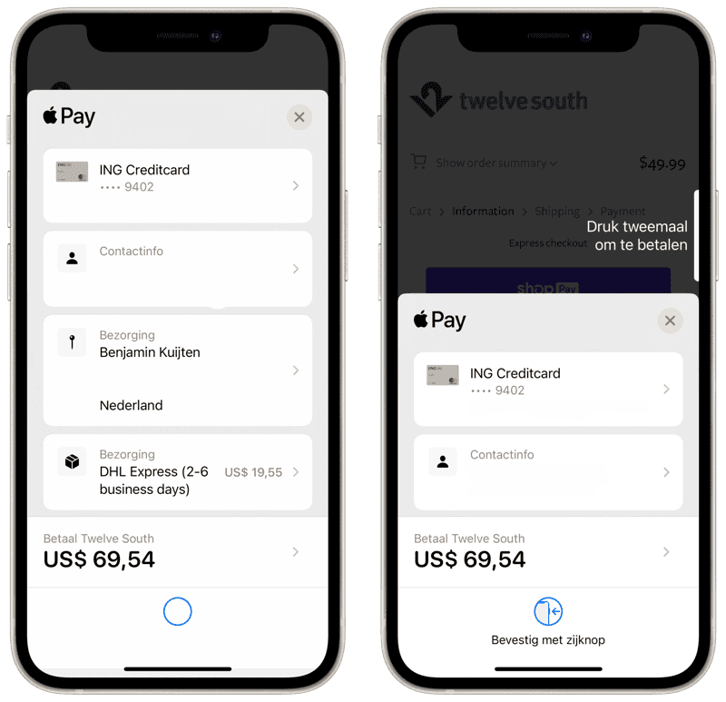 Apple Pay op het web in iOS 15.