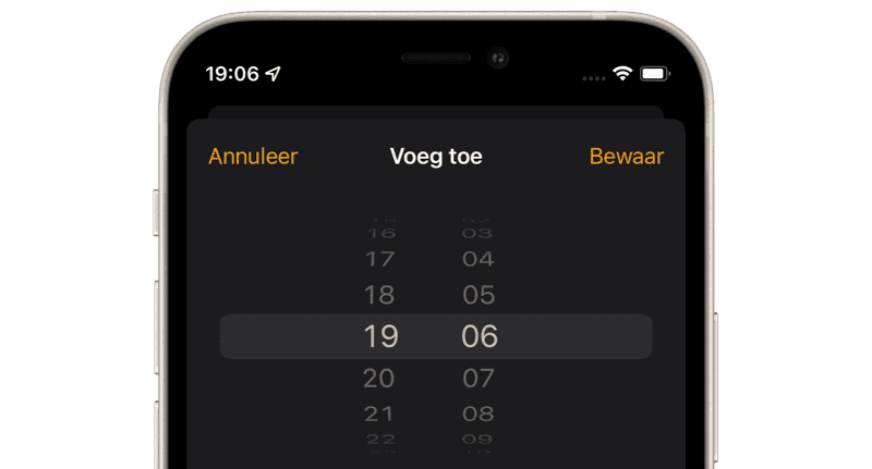 iOS 15: tijdkiezer is terug van weggeweest.