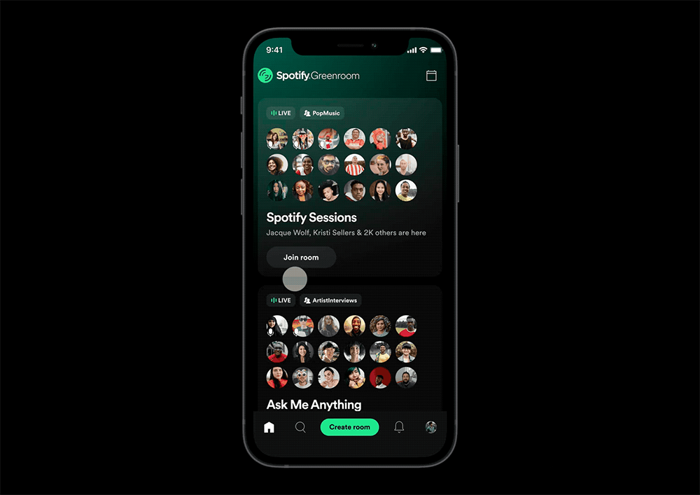 Spotify Greenroom op iPhone