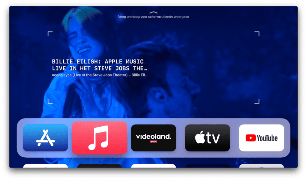 tvOS 14 Muziek-app met Billie Eilish.