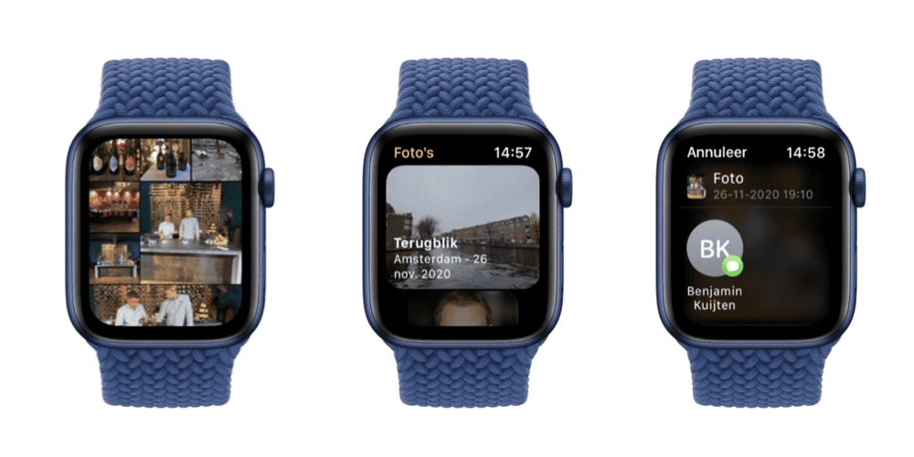 Foto's app in watchOS 8 op Apple Watch.