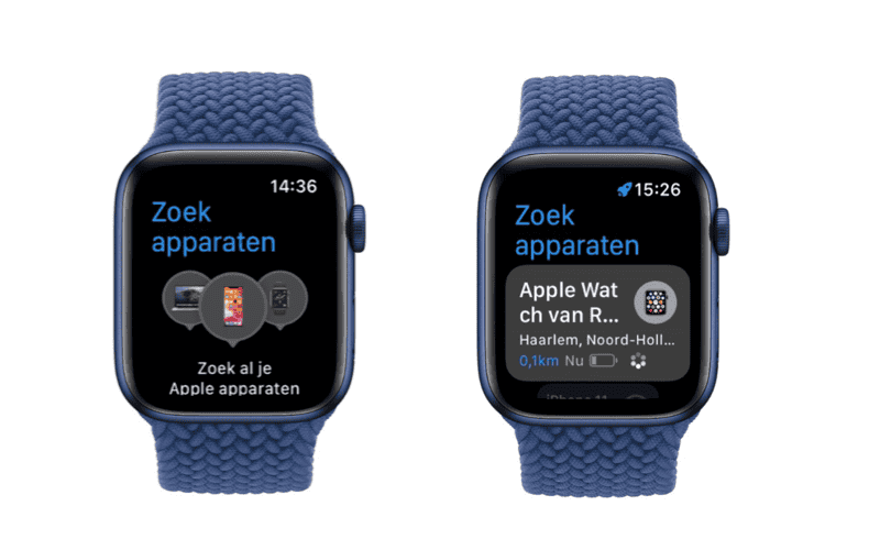 watchOS 8: Zoek apparaten-app op Apple Watch.