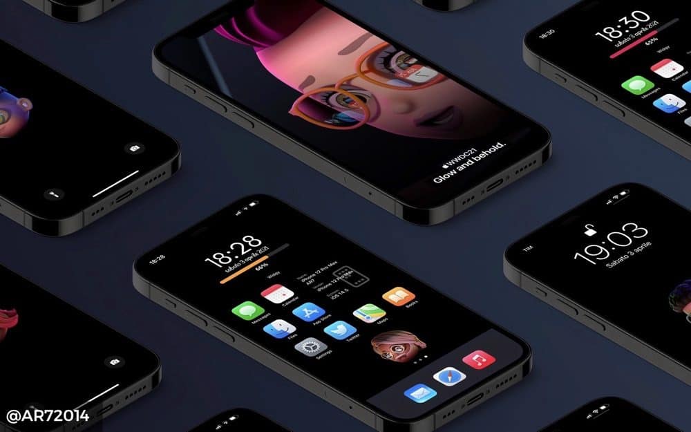 WWDC 2021 wallpapers met iOS 15 concept.