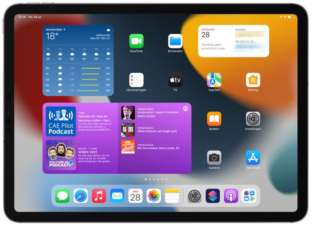 Extra groot widget Podcasts-app iPadOS 15