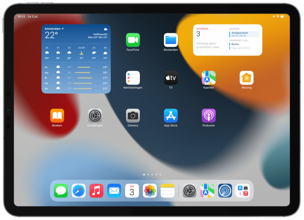 Widgets op iPadOS 15 beginscherm