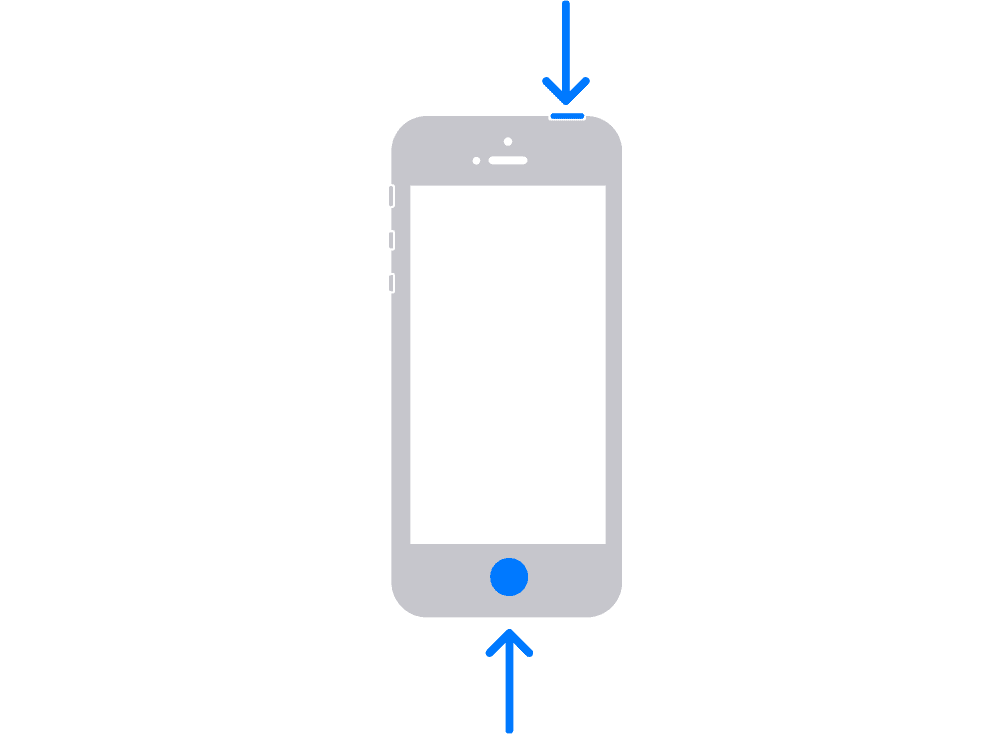 iPhone screenshot met Touch ID en knop bovenop