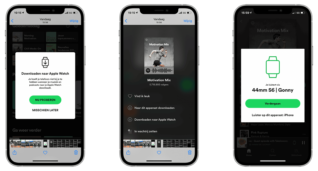 Spotify offline op Apple Watch