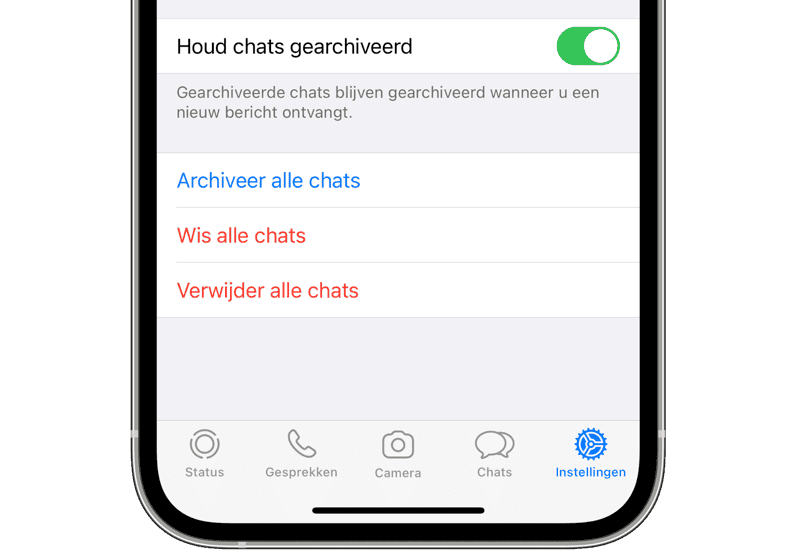 WhatsApp vakantiemodus: hou gearchiveerde chats verborgen.
