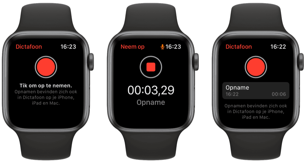 Dictafoon op Apple Watch