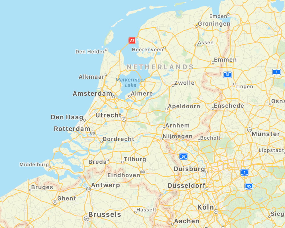 Apple Kaarten groener tijdens navigatiemodus (bijgesneden).