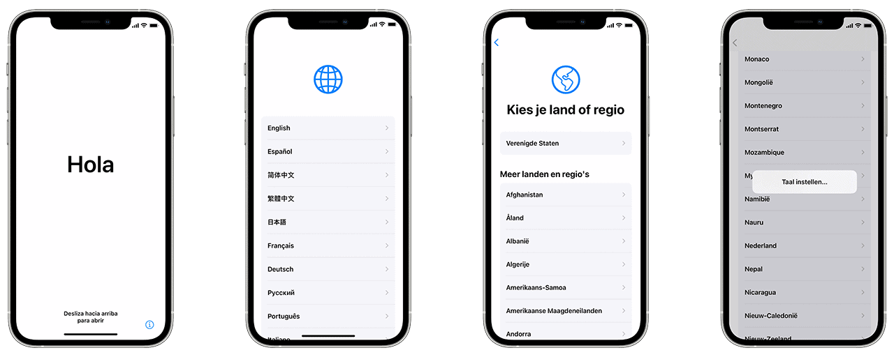 iPhone instellen: taal en regio