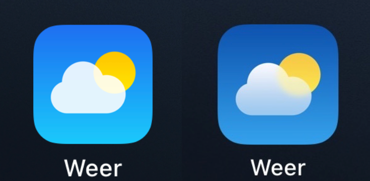 Weer-app in iOS 15 beta 4 vs beta 5.