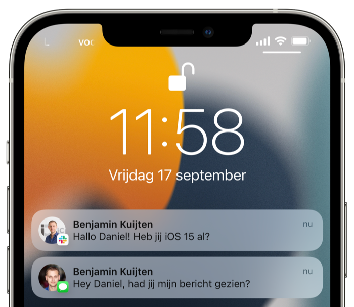 Nieuwe meldingen iOS 15