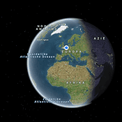 Apple Kaarten 3D aardbol met satelliet.