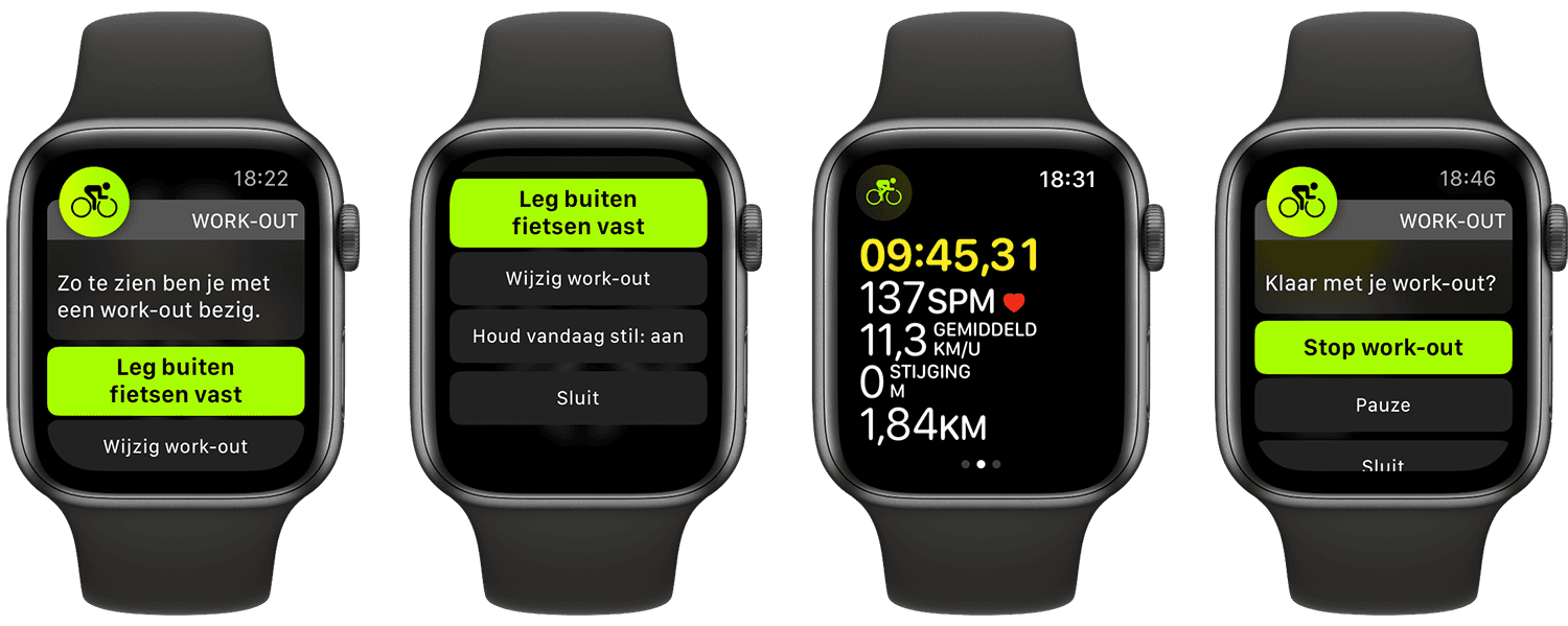 Buiten fietsen vastleggen met automatische workout detectie op de Apple Watch.