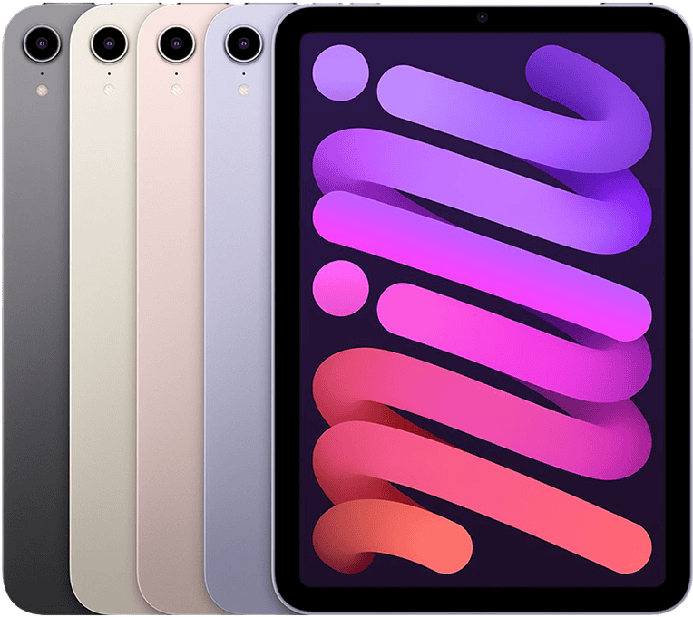 iPad mini 2021 kleuren in een stapel.