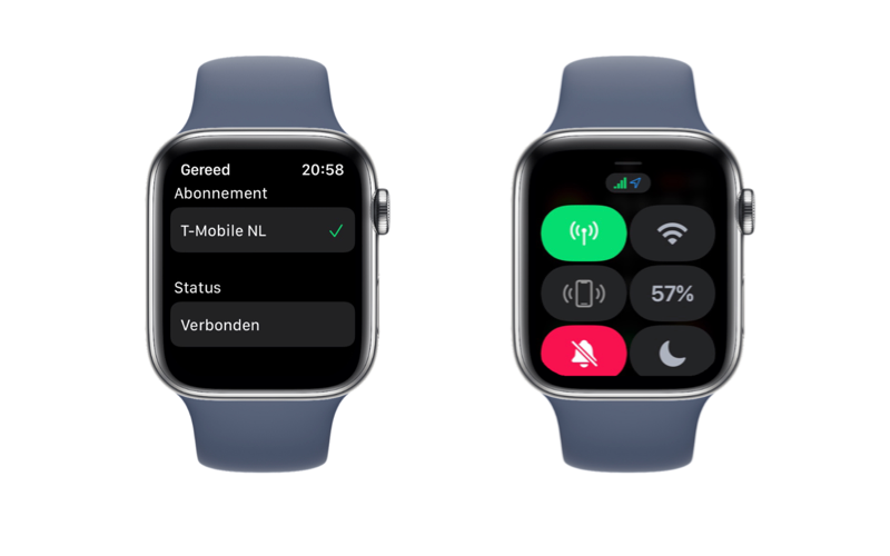 4G Apple Watch met T-Mobile actief.