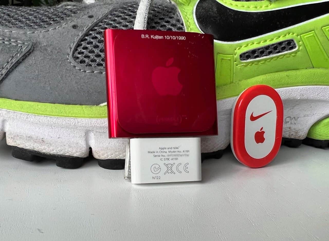 iPod nano van Benjamin met Nike-adapter en sensor.