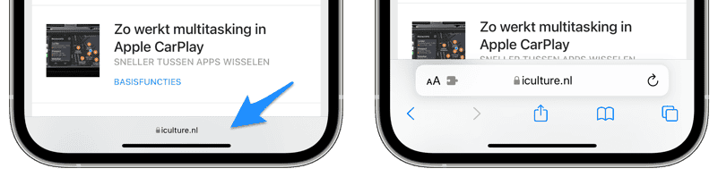Adresbalk tonen in Safari