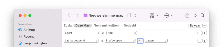 Slimme map op de Mac met icoontje in paars.