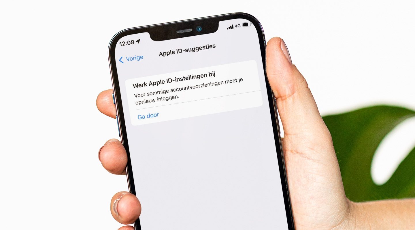 Apple ID melding in Instellingen.