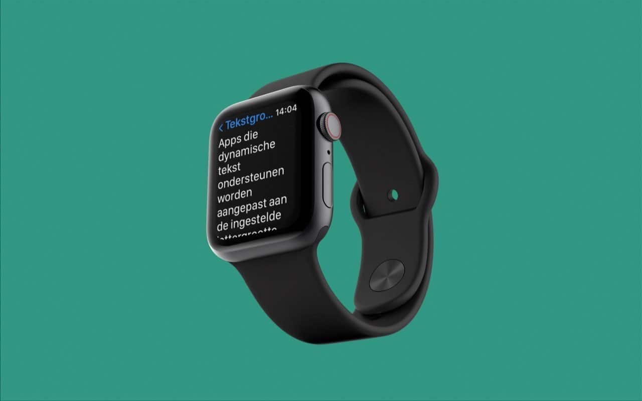 Apple Watch met grote tekst.